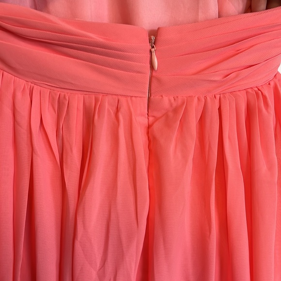 Coral Chiffon Ruffle Tiered Cut-Out Gown - Size 4 - Picture 4 of 12
